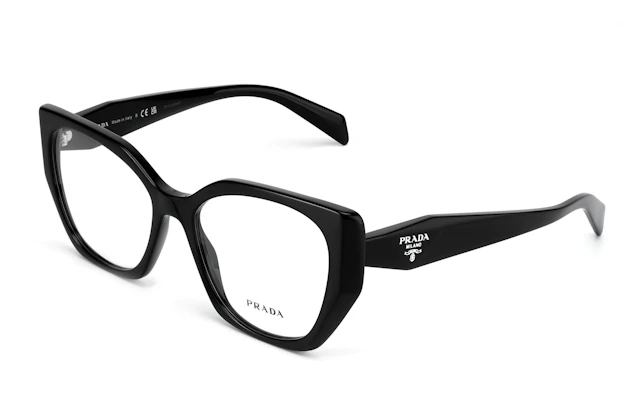 PRADA Optical Glasses Black Unisex Irregular Frame with Side Logo. PR18WV1AB1O1 Lookbook PRADA Optical Glasses Black Unisex Irregular Frame with Side Logo. PR18WV1AB1O1