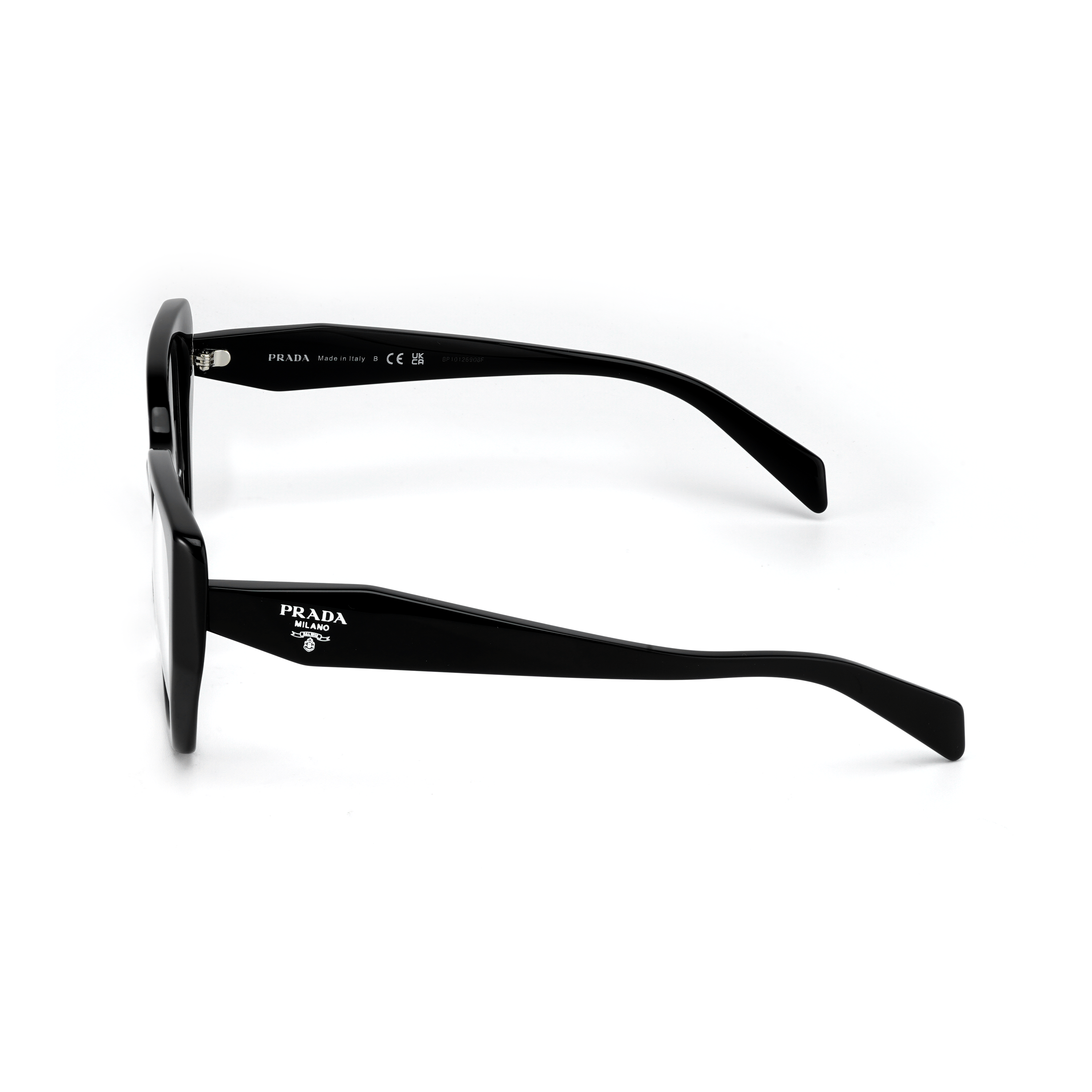 Shop PRADA Optical Glasses Black Unisex Irregular Frame with Side Logo. PR18WV1AB1O1