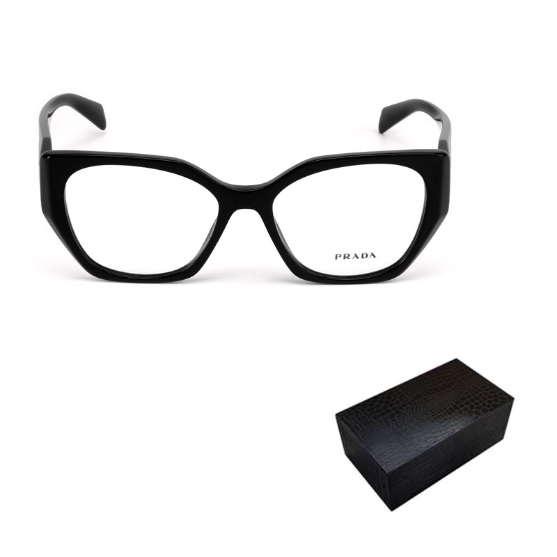 Purchase PRADA Optical Glasses Black Unisex Irregular Frame with Side Logo. PR18WV1AB1O1