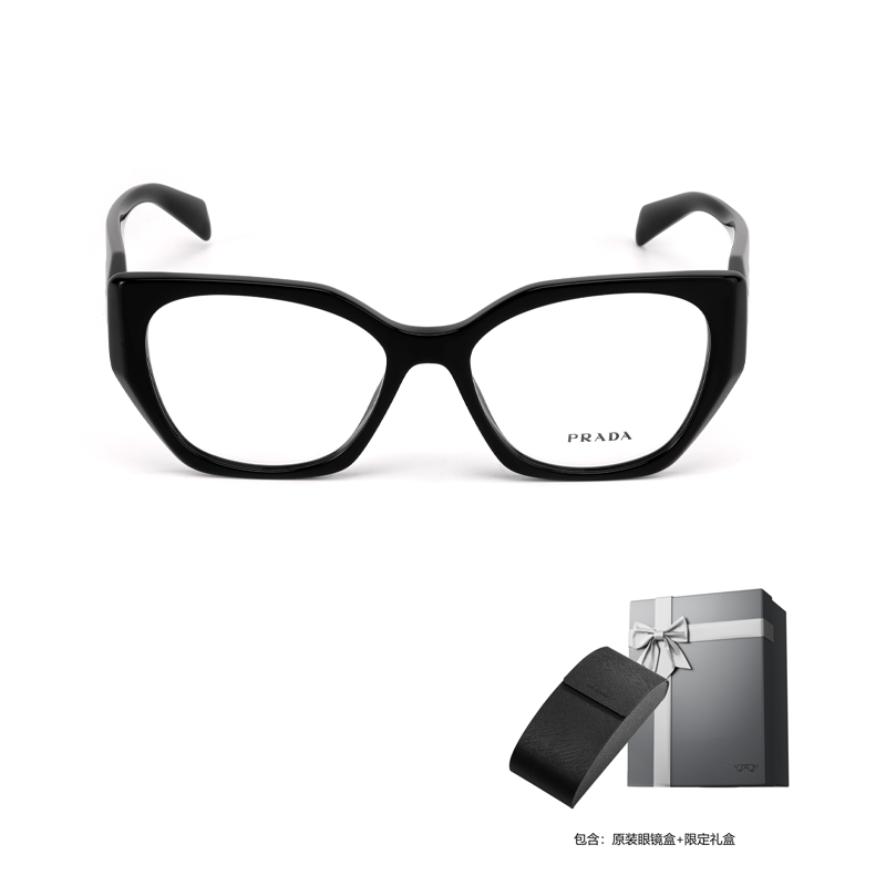 Details for PRADA Optical Glasses Black Unisex Irregular Frame with Side Logo. PR18WV1AB1O1
