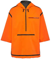 Prada Orange Half-Zip Logo Print Hooded Loose-Fit Jacket SC639-129B-F0049-S-231 Prada Orange Half-Zip Logo Print Hooded Loose-Fit Jacket SC639-129B-F0049-S-231