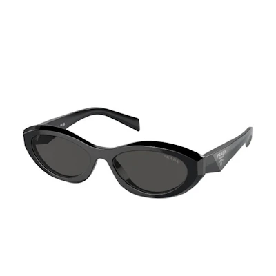 PRADA Oval Acetate Sunglasses Unisex Black with Logo Detail. 0PR26ZS16K08Z55