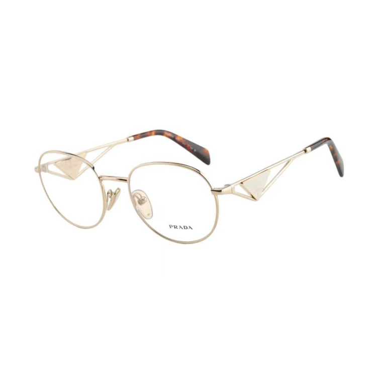 PRADA Oval Gold Optical Glasses Unisex with Logo Metal Temples SPRA50V-ZVN1O1 圖 2
