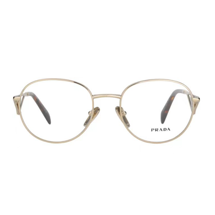 PRADA Oval Gold Optical Glasses Unisex with Logo Metal Temples SPRA50V-ZVN1O1 圖 3