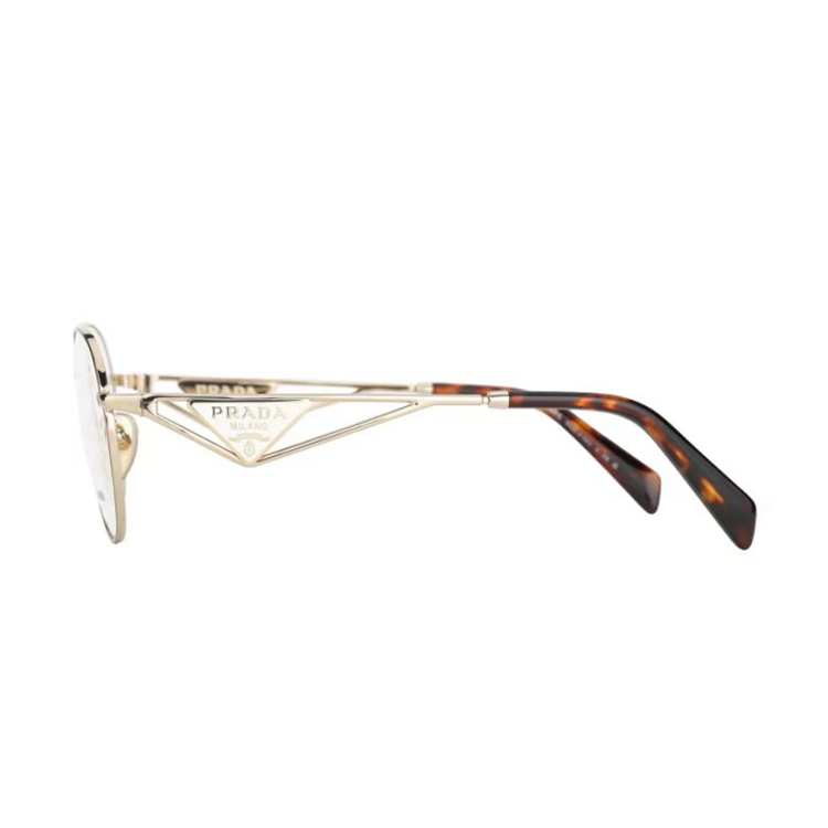 PRADA Oval Gold Optical Glasses Unisex with Logo Metal Temples SPRA50V-ZVN1O1 圖 4