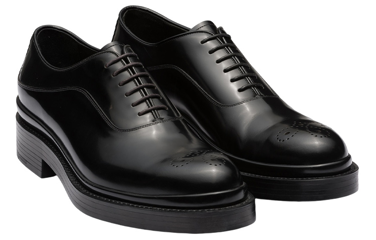 PRADA｜ (1NK001 2HG6 F0002) Prada 35mm Loafer Black Brushed Leather Men's