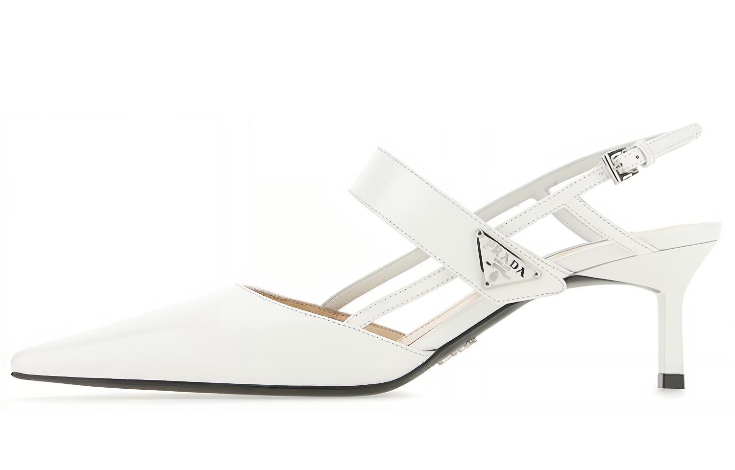 Prada Pointed-Toe Kitten Heels with Logo Plaque 'White' 1I322M_055_F0009_F_055