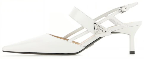 Prada Pointed-Toe Kitten Heels with Logo Plaque 'White' 1I322M_055_F0009_F_055 Prada Pointed-Toe Kitten Heels with Logo Plaque 'White' 1I322M_055_F0009_F_055