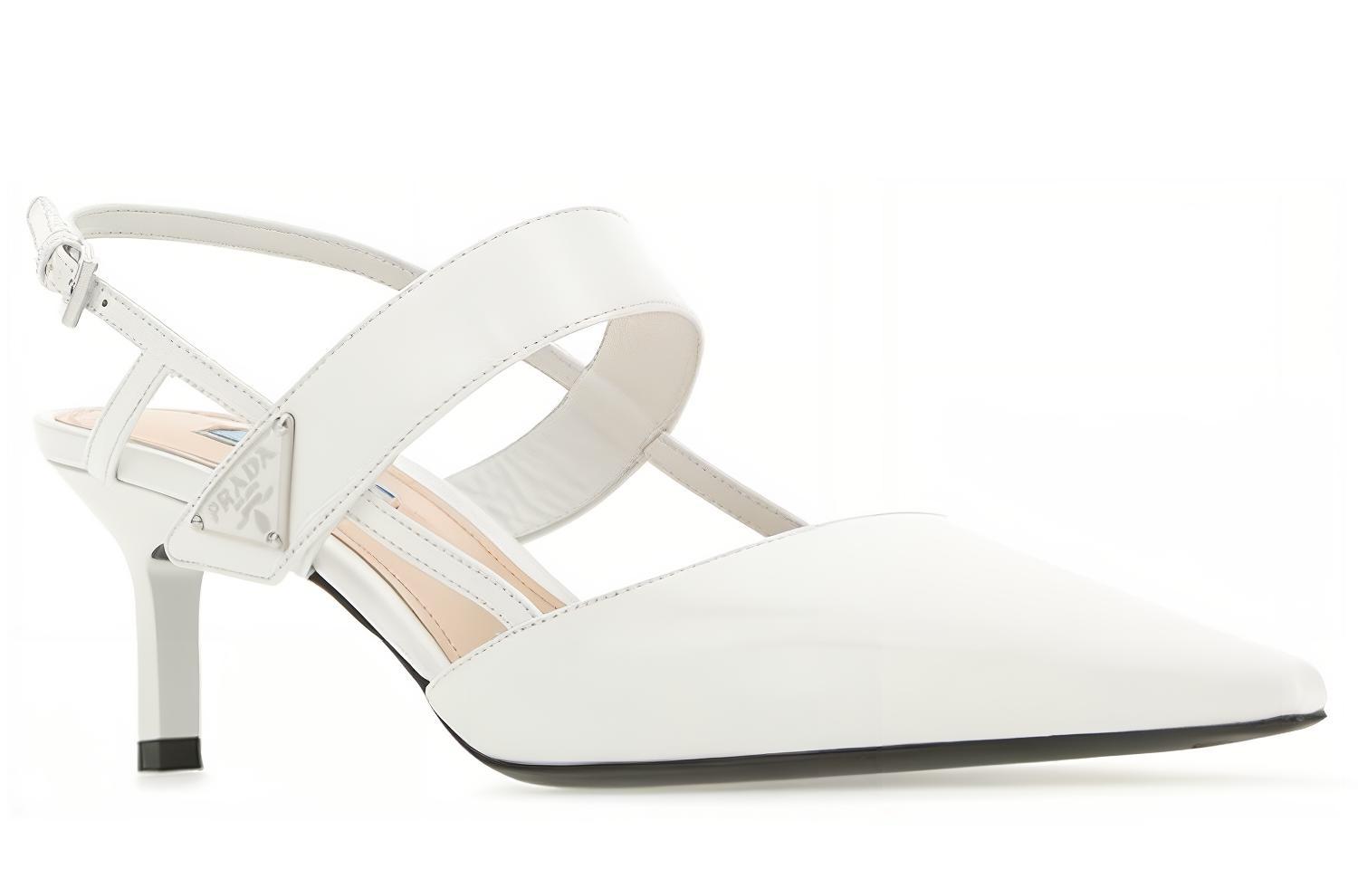 Lookbook Prada Pointed-Toe Kitten Heels with Logo Plaque 'White' 1I322M_055_F0009_F_055