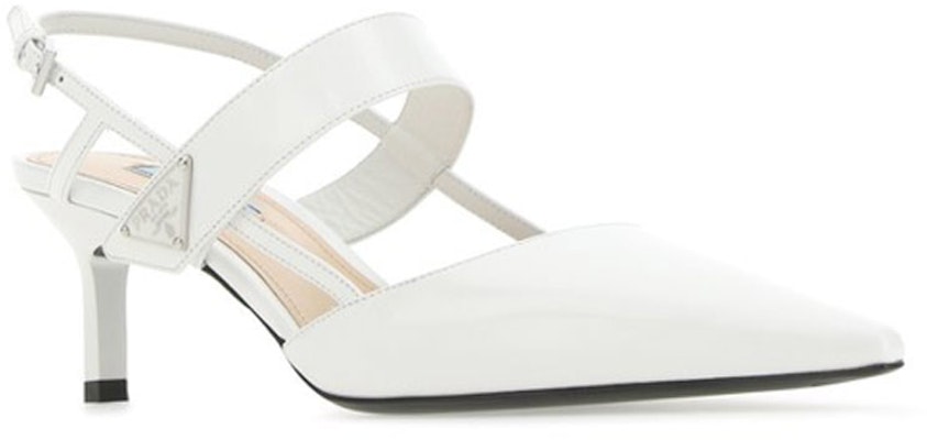 Prada Pointed-Toe Kitten Heels with Logo Plaque 'White' 1I322M_055_F0009_F_055 Lookbook Prada Pointed-Toe Kitten Heels with Logo Plaque 'White' 1I322M_055_F0009_F_055