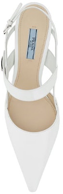 Prada Pointed-Toe Kitten Heels with Logo Plaque 'White' 1I322M_055_F0009_F_055 Purchase Prada Pointed-Toe Kitten Heels with Logo Plaque 'White' 1I322M_055_F0009_F_055