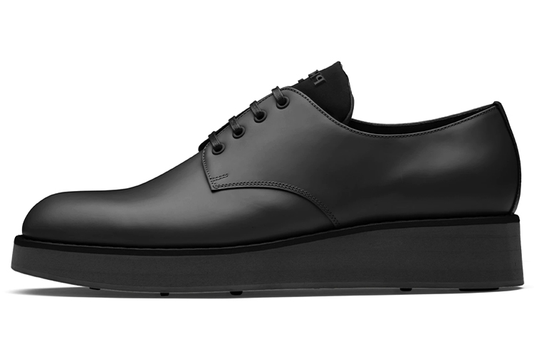 Prada Polished Leather Derby 'Black'