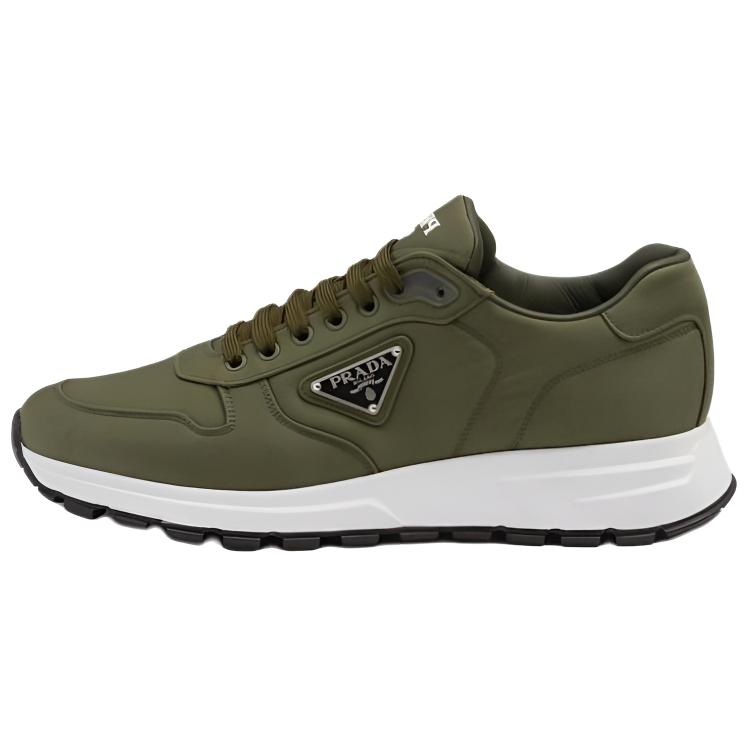 PRADA Prax 01 Green Leather Low-Top Casual Sneakers for Men 2EE369_3LFV_F0161_F_G000