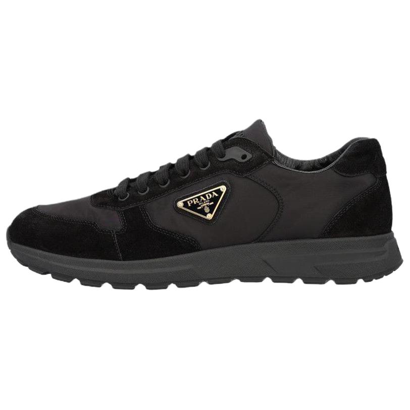 PRADA Prax 2.0 Low-Top Leather Sneakers Black Casual Shoes. 2EE436_D7CF_G000F_0_002