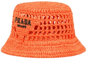 PRADA Raffia Orange Bucket Hat Unisex. 1HC137-2A2T-F0049 PRADA Raffia Orange Bucket Hat Unisex. 1HC137-2A2T-F0049