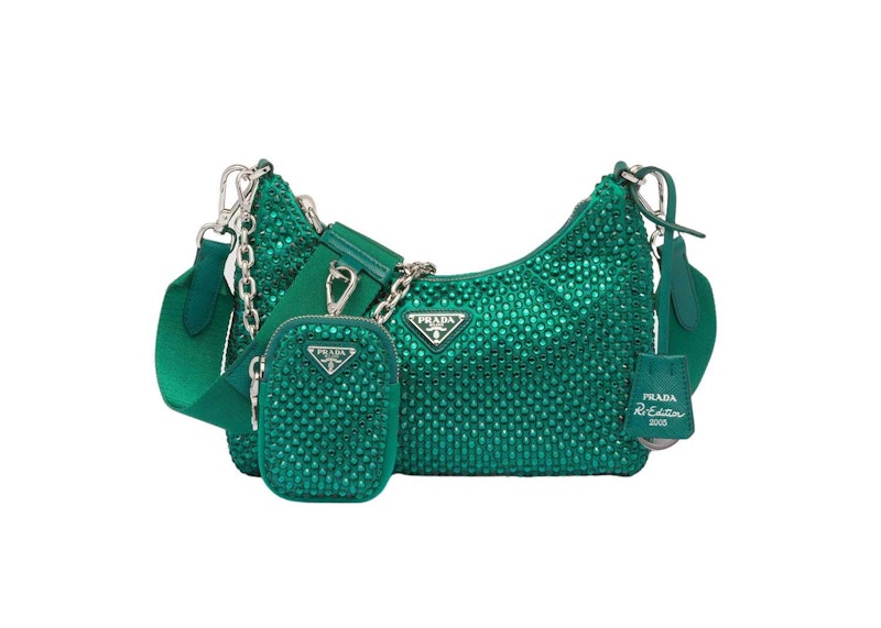 Prada Re-Edition 2005 Satin Bag with Crystals Mango
