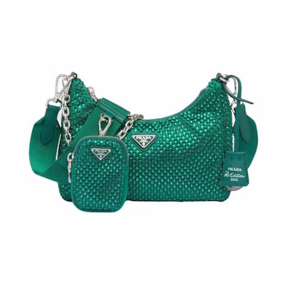 Prada Re-Edition 2005 Satin Bag with Crystals Mango