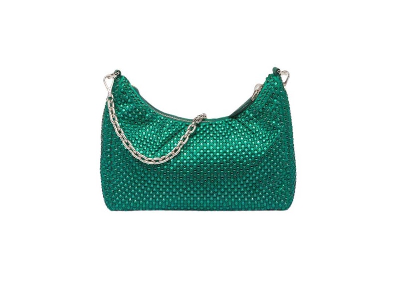 Order Beg Prada Edisi Semula 2005 Satin dengan Kristal Mango