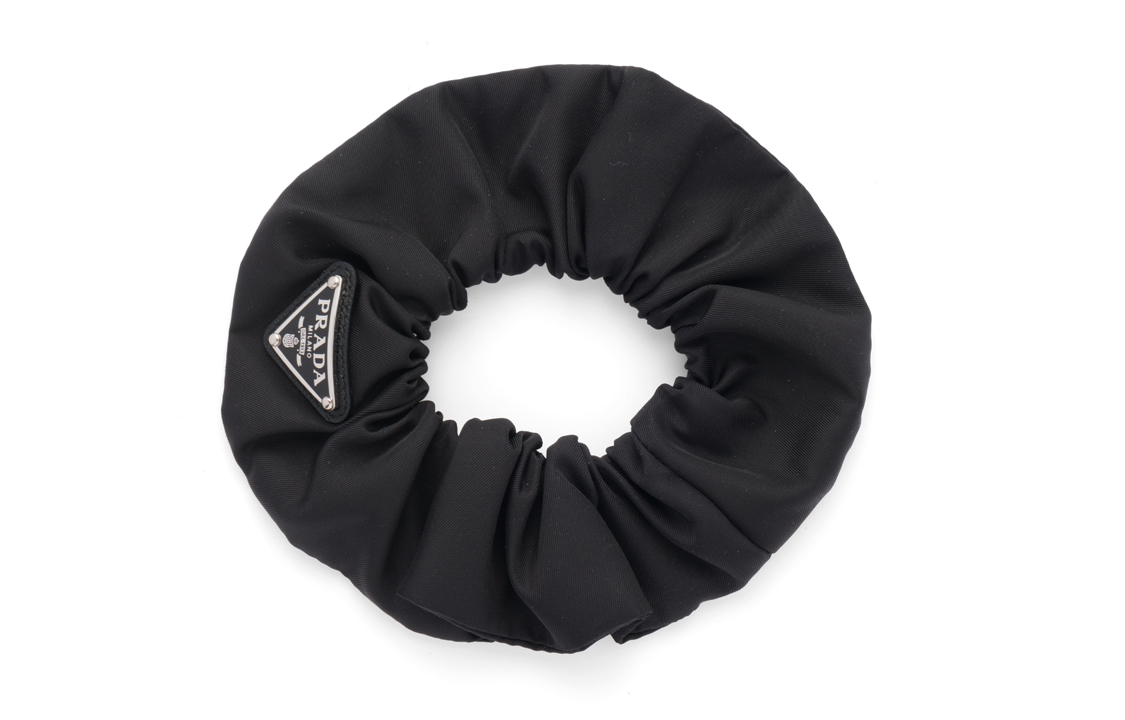 Order PRADA Re-Nylon Black Hair Scrunchie Gender-Neutral Accessory 1IF015-2DMI-F0002