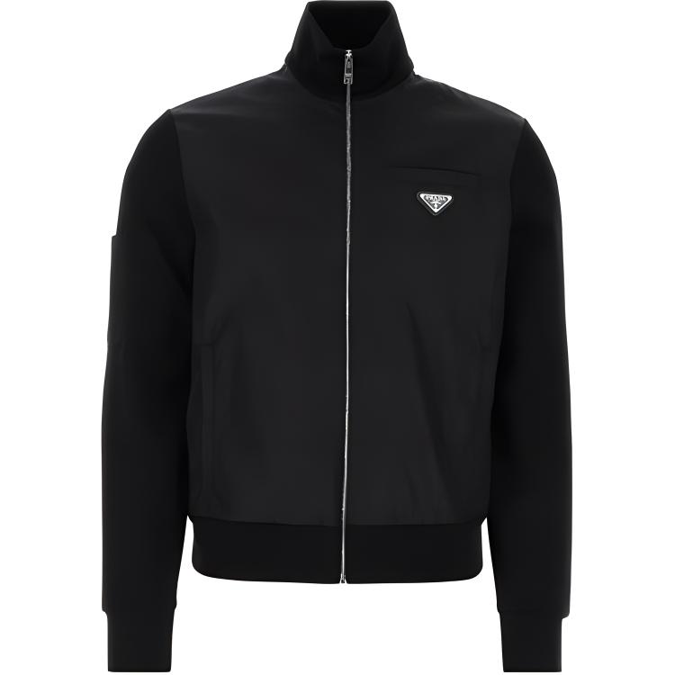 PRADA Re-Nylon Black Stand Collar Zip-Up Jacket for Men. UJL189-11JE-F0806-S-212