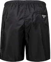 Shop PRADA Re-Nylon Elastic Waist Swim Shorts Black. UB333-1WQ9-F0002