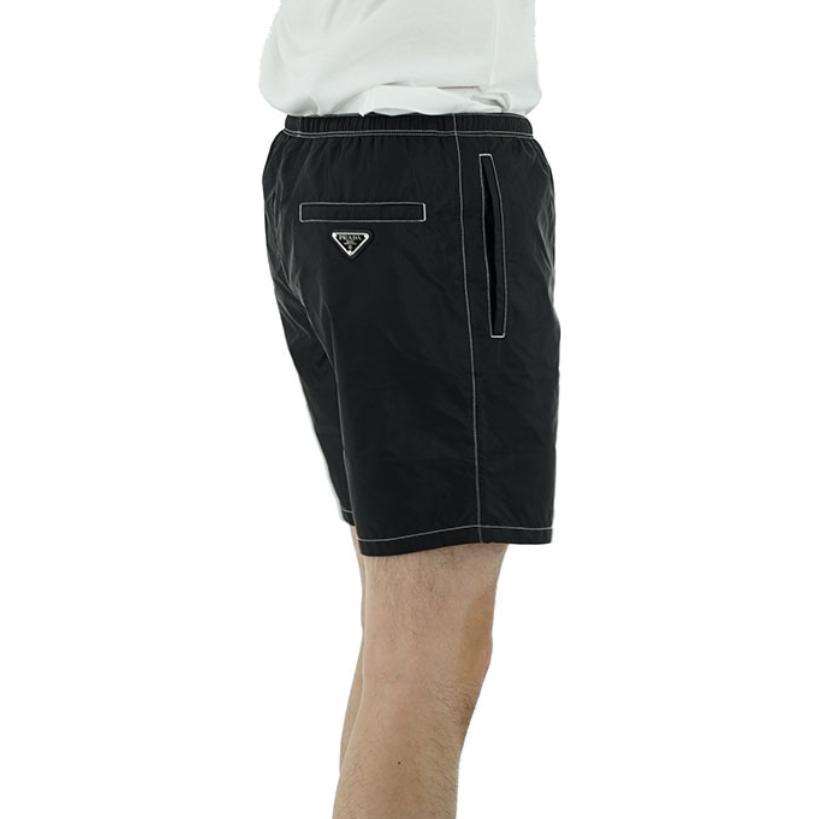 Cheap PRADA 再生尼龙弹力腰泳裤 黑色. UB333-1WQ9-F0002