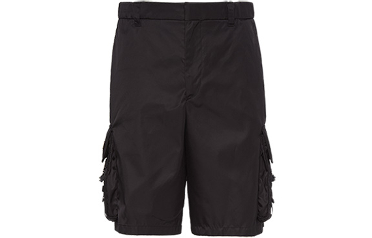 Order PRADA Re-Nylon Logo Celana Pendek Hitam Kasual Pria SPH156-1WQ8-F0002-S-212