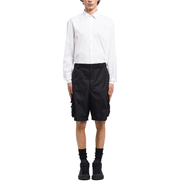Lookbook PRADA Re-Nylon Logo Celana Pendek Hitam Kasual Pria SPH156-1WQ8-F0002-S-212