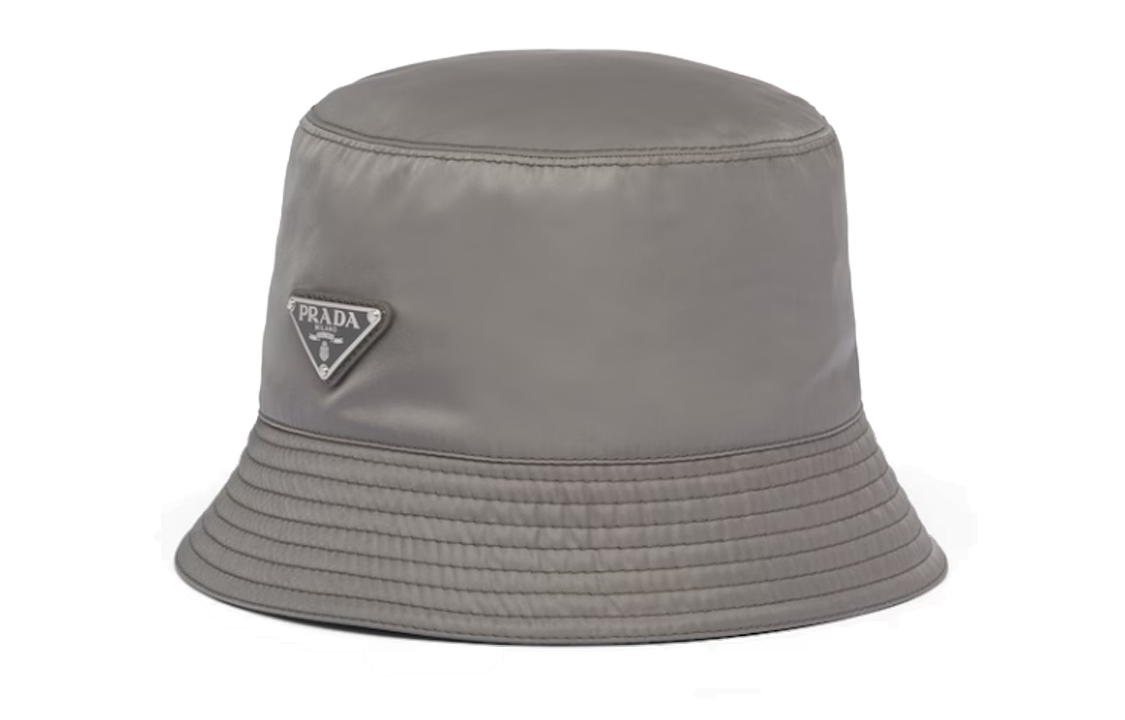 PRADA Re-Nylon Metal Bucket Hat for Men - Grey. 2HC137-2DMI-F0K44