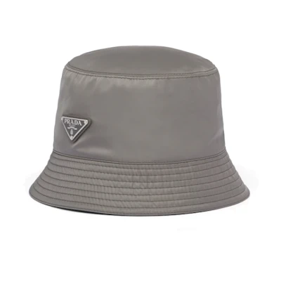 PRADA Re-Nylon Metal Bucket Hat for Men - Grey. 2HC137-2DMI-F0K44