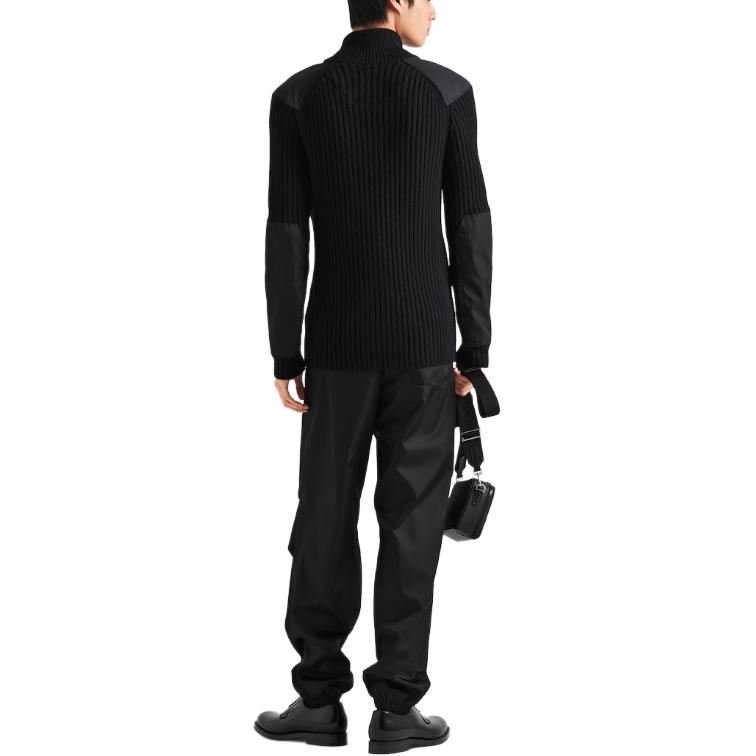 Purchase PRADA Re-Nylon Solid Black Relaxed Fit Zipper Casual Pants for Men SPH381-1WQ8-F0002-S-OOO