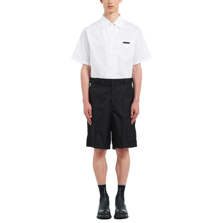 Shop 普拉达 Re-Nylon SS21 黑色休闲百慕大短裤 SPG32-1WQ8-F0002-S-182