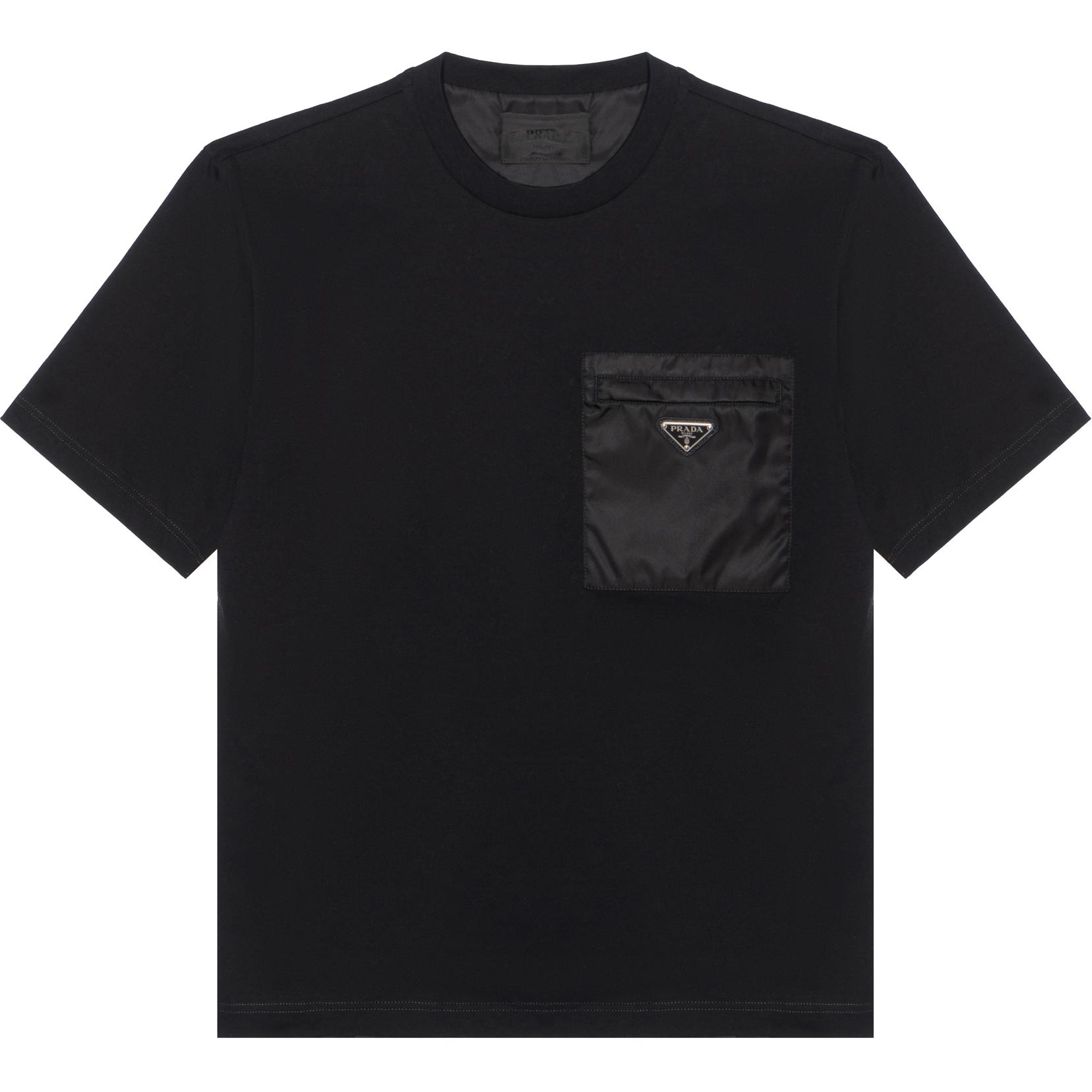 PRADA Re-Nylon SS22 Black Triangle Logo Knit Crewneck  T-Shirt UJN661-11CK-F0002-S-221