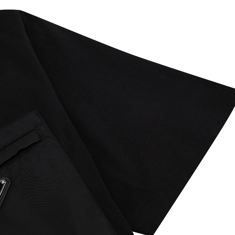 Sizing 프라다 리나일론 SS22 블랙 트라이앵글 로고 니트 크루넥 티셔츠 UJN661-11CK-F0002-S-221