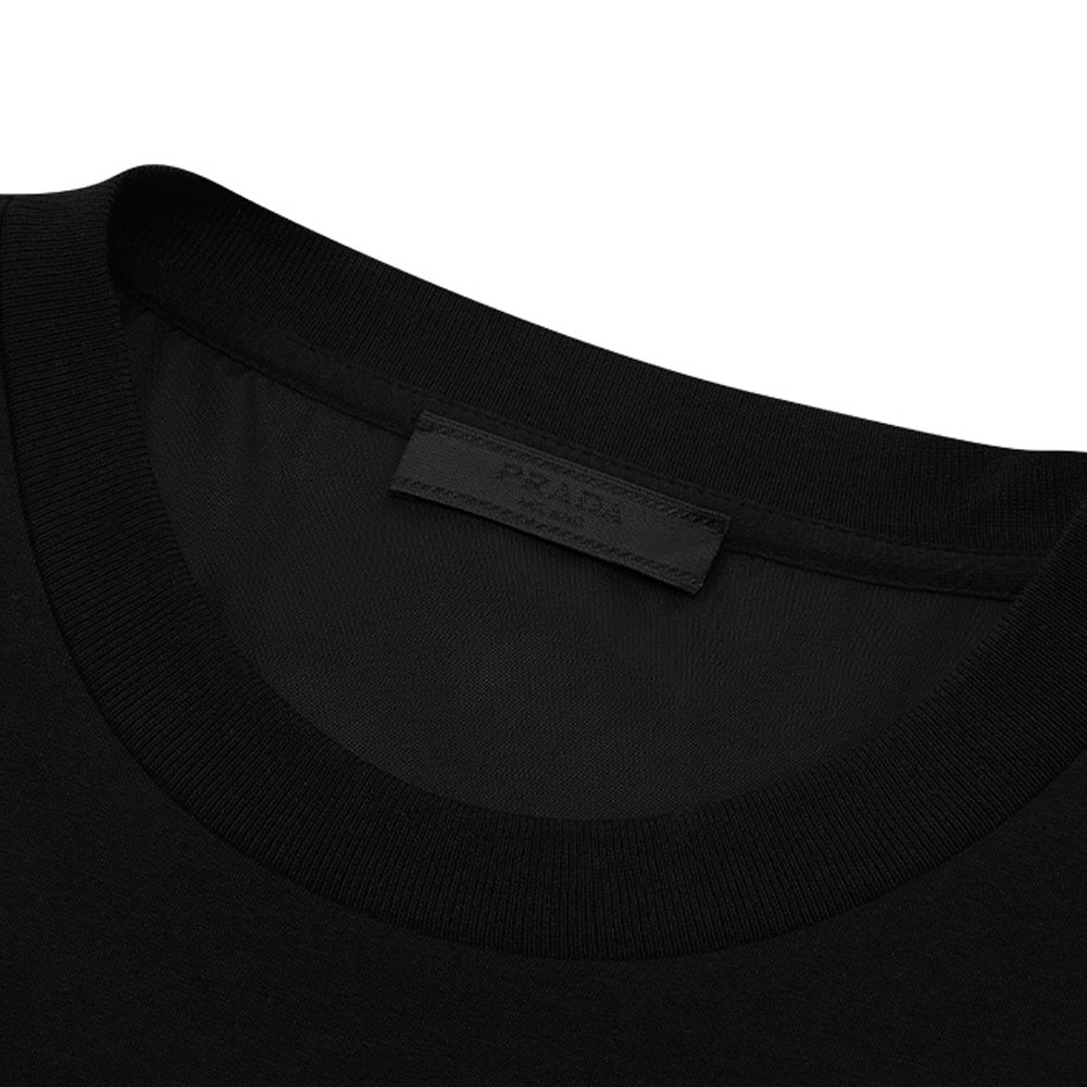 Cheap 프라다 리나일론 SS22 블랙 트라이앵글 로고 니트 크루넥 티셔츠 UJN661-11CK-F0002-S-221