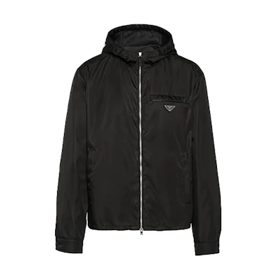 PRADA Re-Nylon SS22 Logo Hooded Waist Jacket Black SGB685-1WQ8-F0002-S-211