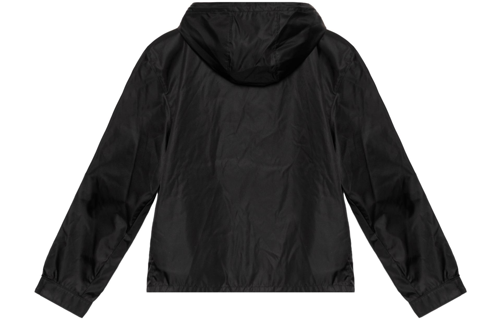 Shop PRADA Re-Nylon SS22 Logo Hooded Waist Jacket  Black SGB685-1WQ8-F0002-S-211