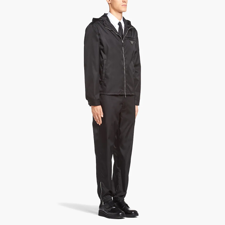 Sizing PRADA Re-Nylon SS22 Logo Hooded Waist Jacket  Black SGB685-1WQ8-F0002-S-211