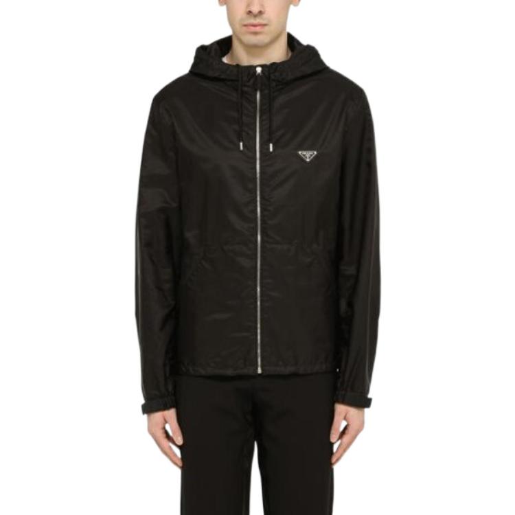 Shop PRADA Re-Nylon SS23  Black Zipped Hooded Jacket. SGC220-1WQ9-F0002-S-231