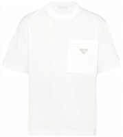 PRADA Re-Nylon SS23 Pocket Crewneck White Tee for Men UJN661-11CK-F0009-S-221 PRADA Re-Nylon SS23 Pocket Crewneck White Tee for Men UJN661-11CK-F0009-S-221