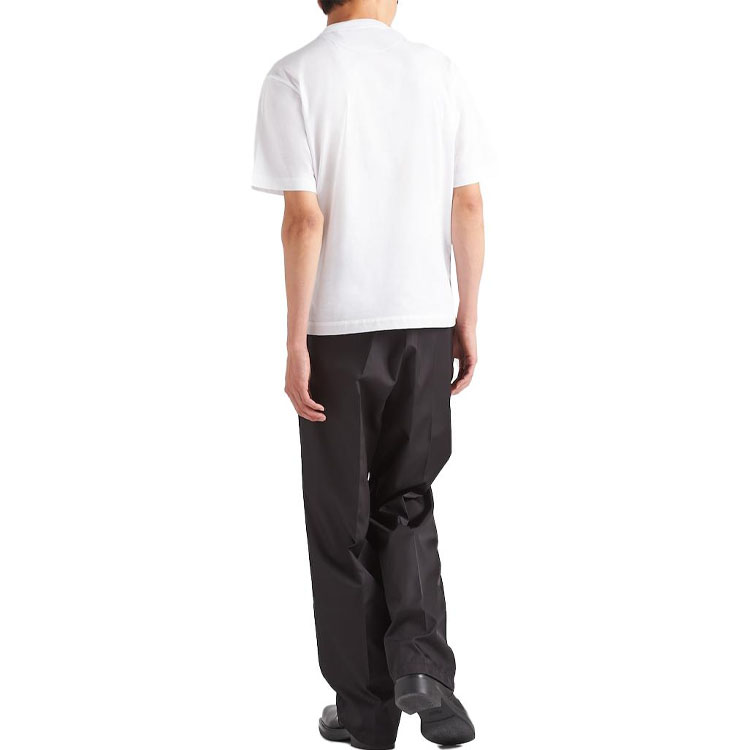 Shop PRADA Re-Nylon SS23 Pocket Crewneck White Tee for Men UJN661-11CK-F0009-S-221