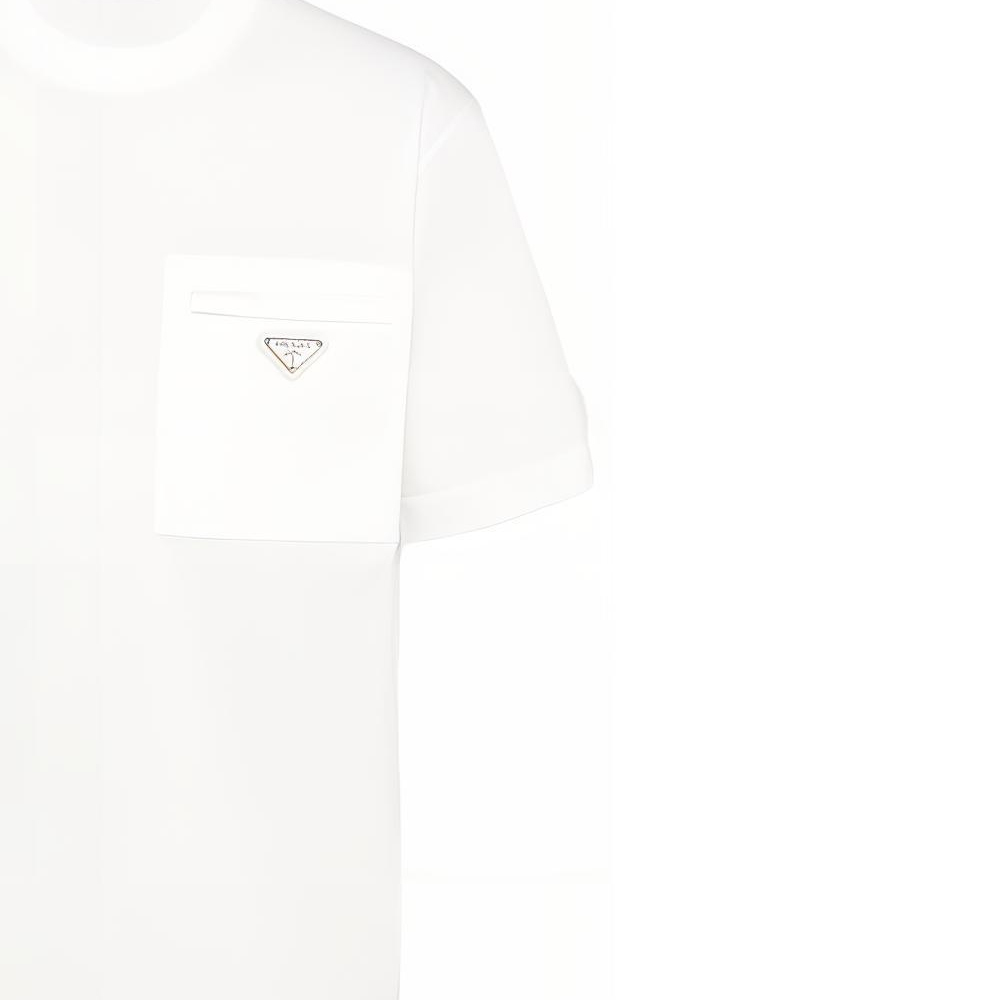 Sizing PRADA Re-Nylon SS23 Pocket Crewneck White Tee for Men UJN661-11CK-F0009-S-221