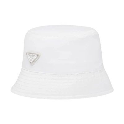 PRADA Re-Nylon Triangle Logo Bucket Hat Unisex Couple Style. 1HC137-2DMI-F0009