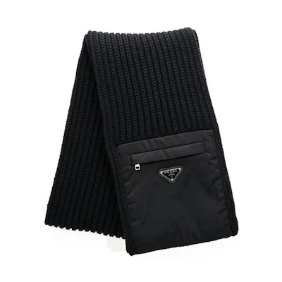 PRADA Re-Nylon Wool Scarf Unisex Couple Style UMS354