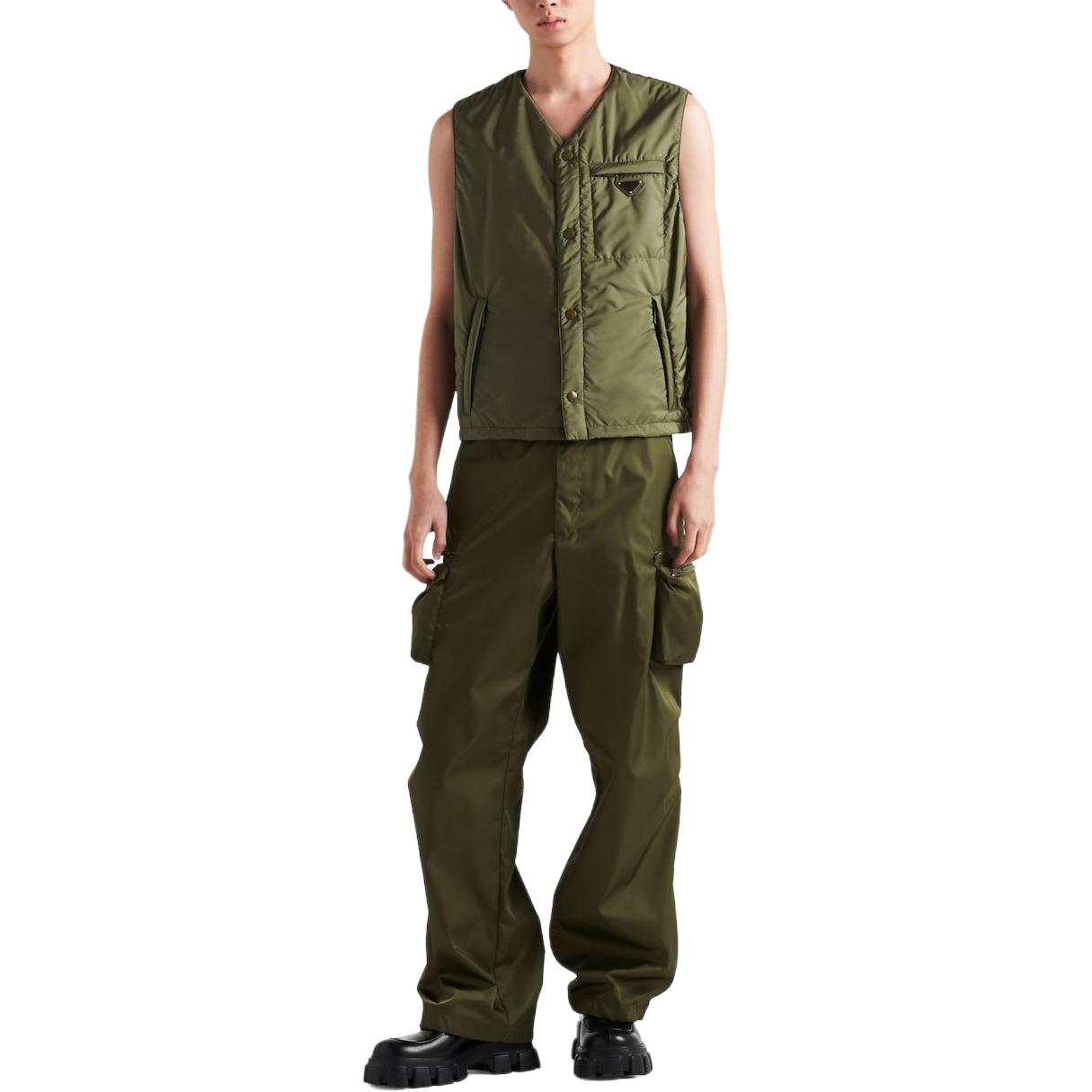 Lookbook PRADA Re尼龙标志直筒休闲裤绿色 SPH392-1WQ8-F0466-S-OOO