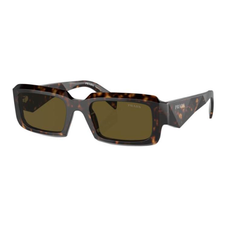 PRADA Rectangle Acetate Sunglasses for Men - Havana Brown with Logo Temples SPR27ZSF19J09Z