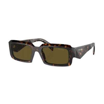 PRADA Rectangle Acetate Sunglasses for Men - Havana Brown with Logo Temples SPR27ZSF19J09Z