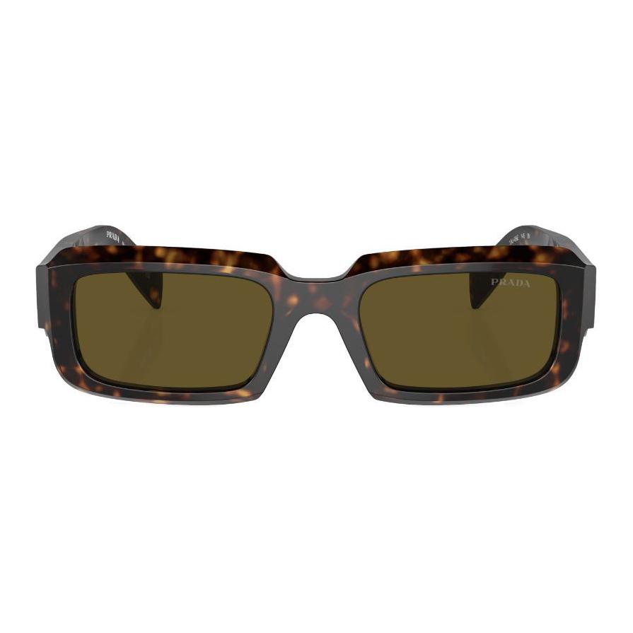 Lookbook Cermin Mata Lelaki PRADA Rectangle Acetate - Havana Brown dengan Logo Templat. SPR27ZSF19J09Z
