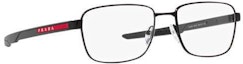 Shop 普拉达男士黑色长方形光学眼镜带标志 PS54OV1BO1O1