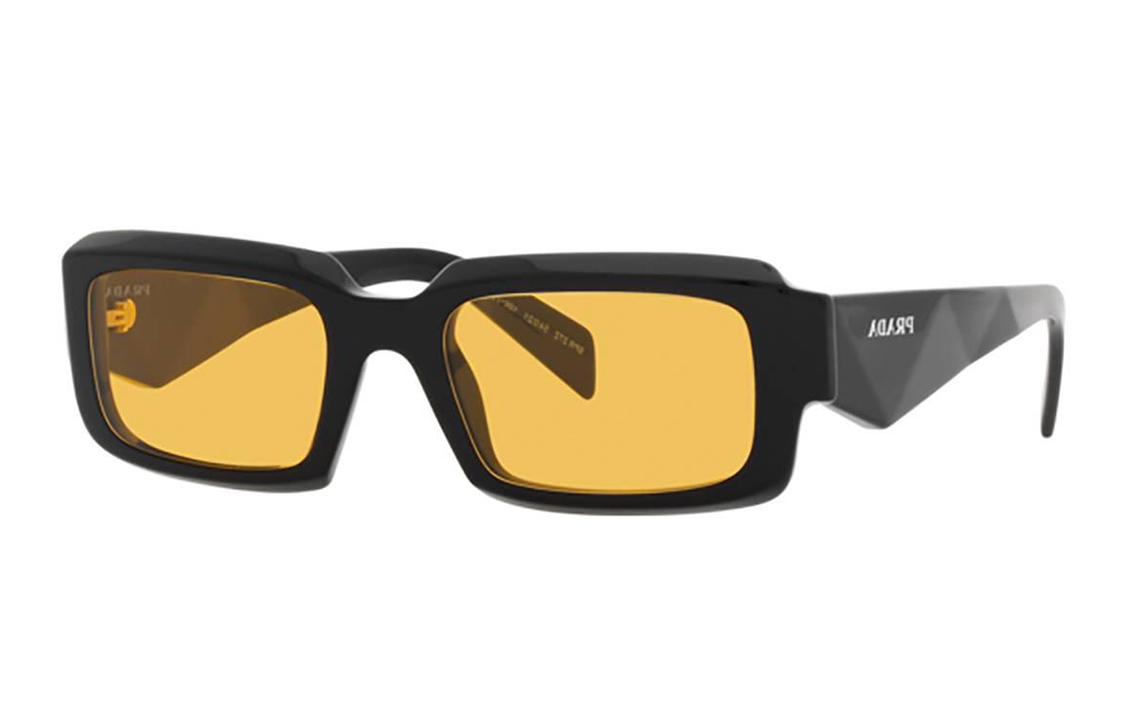 PRADA Rectangle Sunglasses for Men Black with Logo Print Design. PR27ZS16K70A